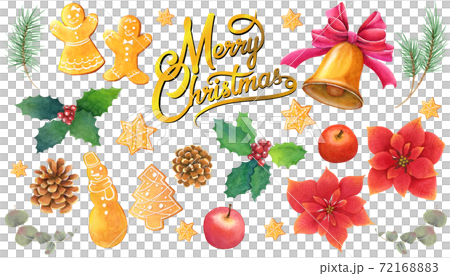 Handwritten watercolor Christmas image set 72168883