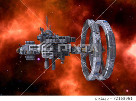 Future space station in deep space 3d illustration 72168961