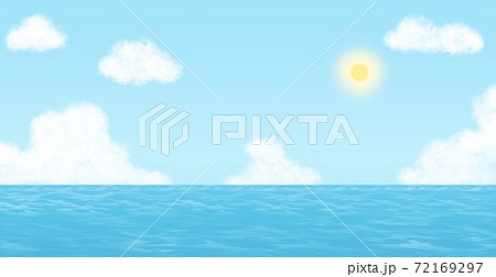 海と空と太陽の背景イメージのイラスト素材