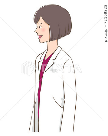 横向きの女性医師の上半身のイラスト素材