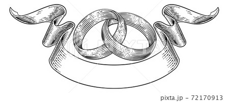 Wedding Rings Intertwined Vintage Woodcut Designのイラスト素材