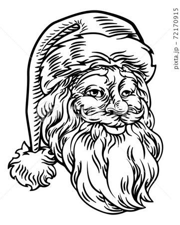 Christmas Santa Claus Face Retro Woodcut Style 72170915
