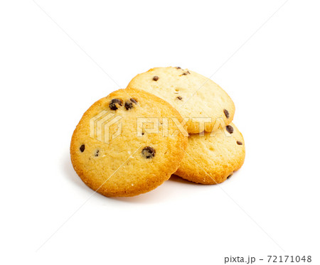 Chocolate Chip Biscuits Isolated, Golden Butter Cookies Chocolate Chip Biscuits Isolated, Golden Butter Cookies 72171048