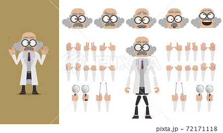 アニメーション動画用の博士素材のイラスト素材