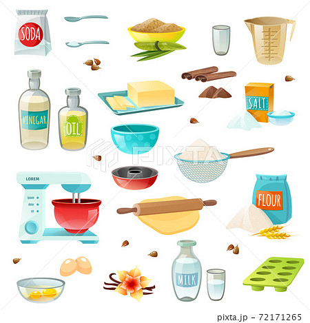 Baking Ingredients Colored Icons 72171265
