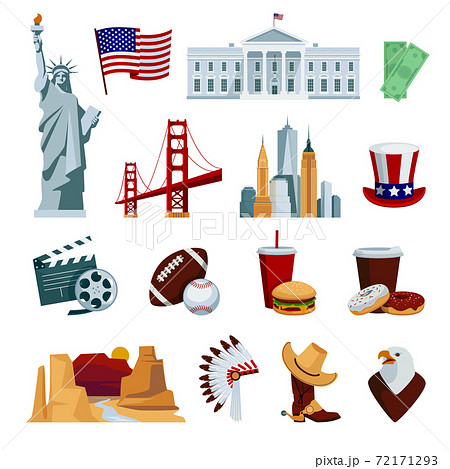 USA Flat Icons Set USA Flat Icons Set 72171293
