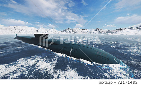 Russian nuclear submarine at northern sea waters Russian nuclear submarine at northern sea waters 72171485