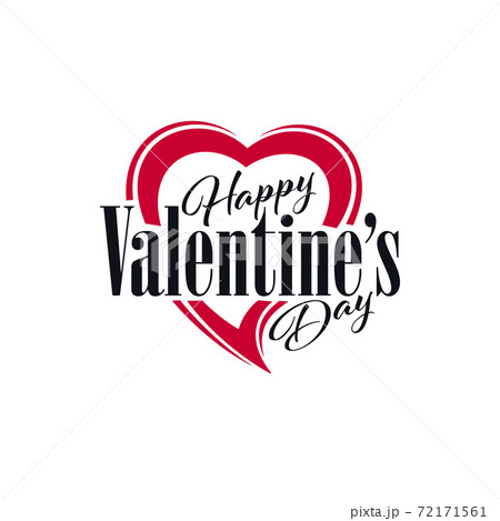 Typographic Happy Valentines Day Logo with Heart Shape 72171561
