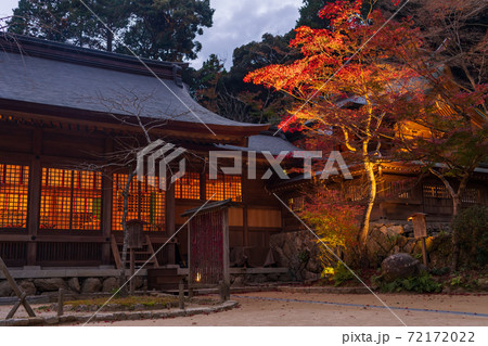 秋の竈門神社 夜の紅葉ライトアップ 福岡県太宰府市 の写真素材
