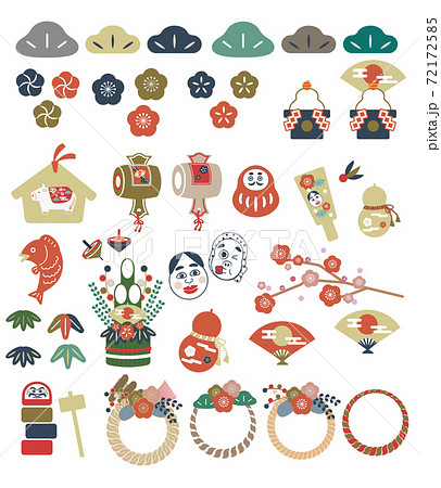 年賀状イラスト素材セット 縁起物セット 72172585