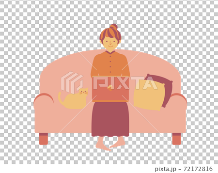 自宅でパソコンを使う男の子のイラスト シンプルカラー のイラスト素材