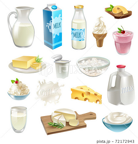 Milk Products Icons Set Milk Products Icons Set 72172943