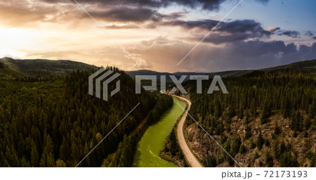 Aerial Panoramic View of a Scenic Highway Aerial Panoramic View of a Scenic Highway 72173193
