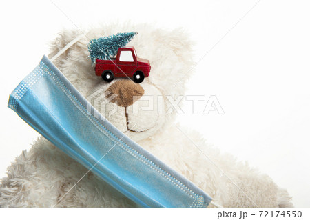 image of bear new year toy mask white background  72174550