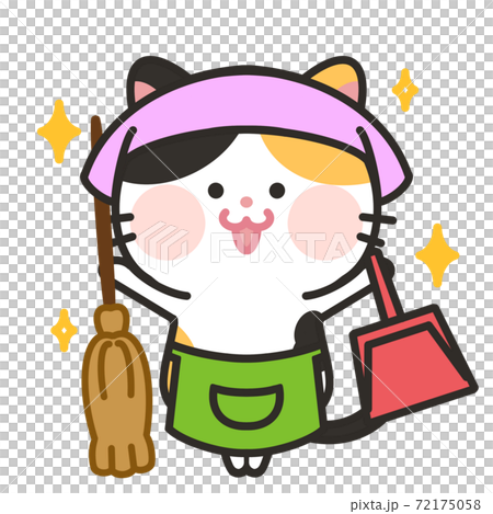 お掃除猫　三毛猫　綺麗好き　衛生的 72175058