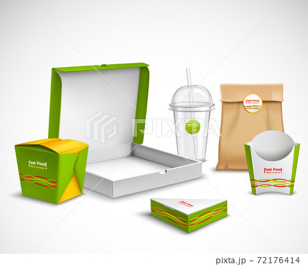 Packaging Fast Food Realistic Set 72176414