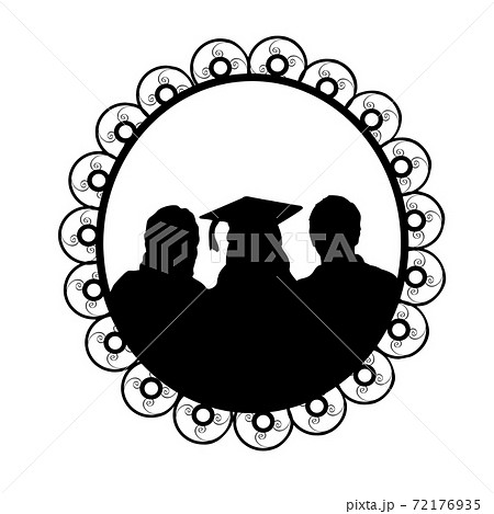 Silhouette in frame young girl graduate hugging his parents 72176935