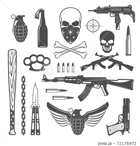 Gangster Monochrome Elements Setのイラスト素材