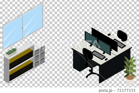 Unmanned office and computer monitor with power off isometric 72177155
