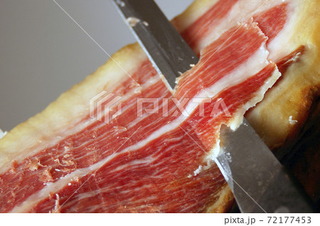 Court of a typical Jamon Iberico ham from Spain 72177453
