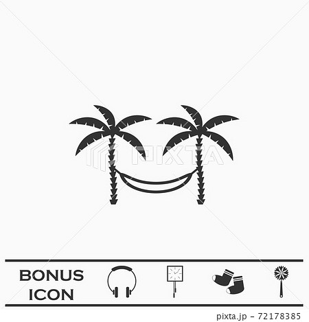 Relaxing Hammock Between Two Palm Trees Icon Flat のイラスト素材