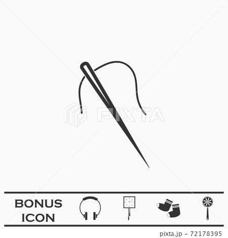 Sewing needle with thread icon flat. 72178395