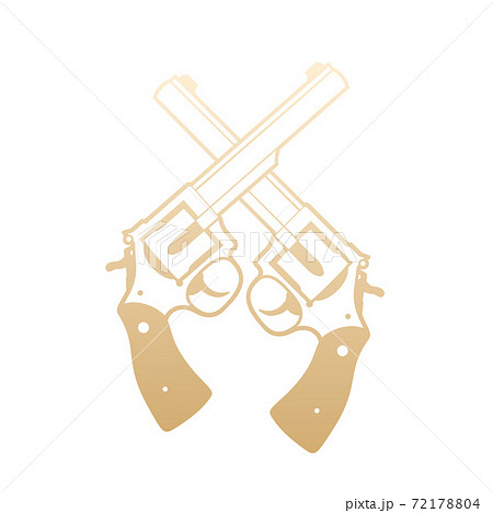 Revolvers, crossed handguns, gold over white 72178804