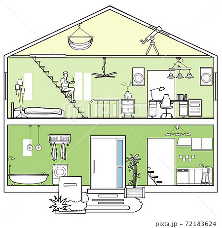 立面図 一人暮らしの家のイラスト素材