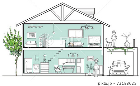 立面図 二人暮らしの家のイラスト素材