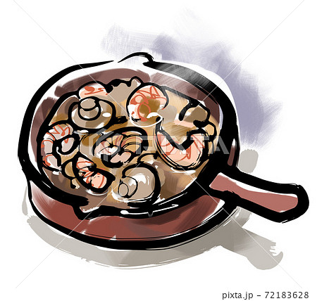 アヒージョ スペインの郷土料理 のイラスト素材