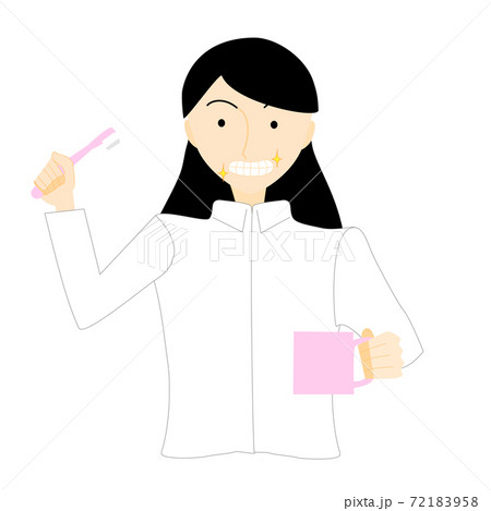 白シャツ姿で綺麗な歯を見せる女性のイラスト素材