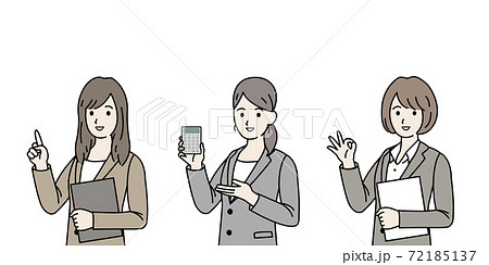税理士 スーツ姿の女性達のイラストのイラスト素材