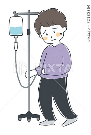 点滴をしながら歩行する人 ベクター2のイラスト素材