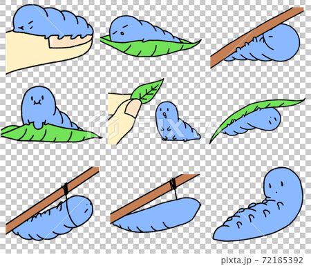 いもむしイラスト9種（青色） 72185392