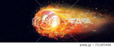 燃える炎の野球ボールのイラスト素材