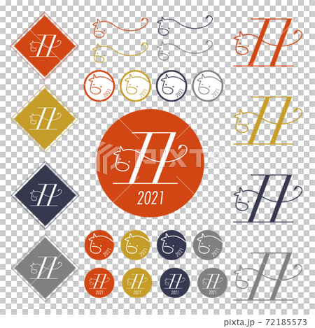 2021年丑年年賀状文字 スタンダードカラー 72185573