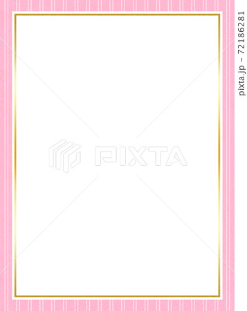 フレーム素材 ピンク ストライプ シンプル 飾り罫のイラスト素材