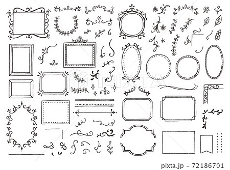 手描きの飾り罫セットいろいろのイラスト素材