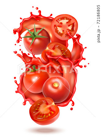 Tomato Juice Splash Compositionのイラスト素材