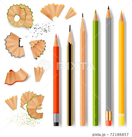Sharpened Wooden Pencils And Shavings 72186857