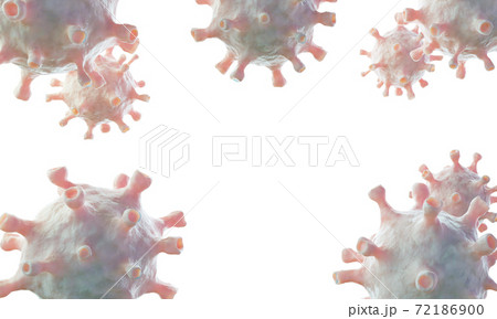 Group of realistic coronavirus with empty place for your text. COVID-19 background, 3D illustration 72186900