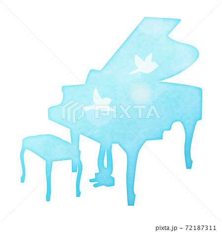 青空の水彩風ピアノのイラスト素材