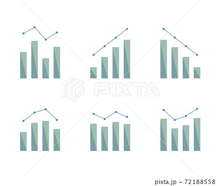 棒グラフのイラストのセット アイコン データ 分析 上がる 下がる 成長 ビジネスのイラスト素材