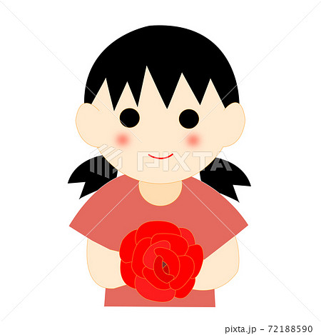 花を一輪手渡す女の子のイラスト素材