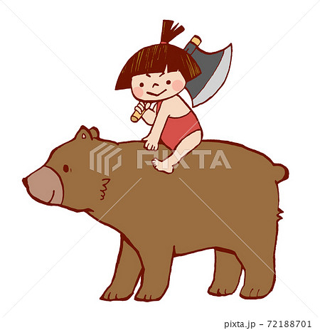クマに乗った金太郎のイラスト淡い色合い 72188701