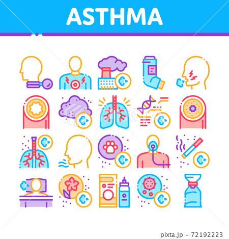 Asthma Sick Allergen Collection Icons Set Vector 72192223