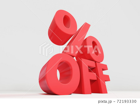 セールの値引き率を表示する立体の文字、パーセンテージ 72193330