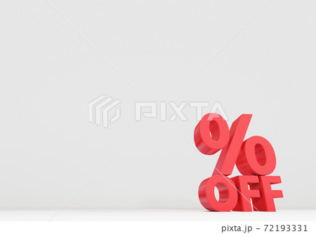 セールの値引き率を表示する立体の文字、パーセンテージ 72193331