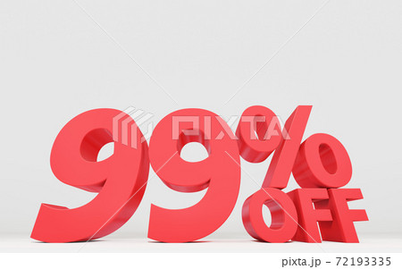 セールの値引き率を表示する立体の文字、99%OFF 72193335