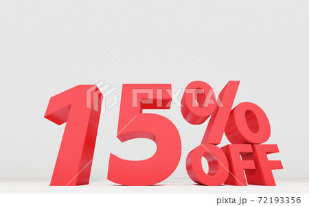 セールの値引き率を表示する立体の文字、15%OFFのイラスト素材  